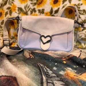 Aimee Kestenberg Two-Tone Heart-Accent Crossbody in Light Pink and Cream